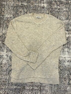Madewell alpaca Cream Ribbed Crewneck Sweater